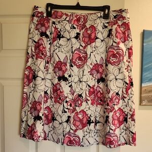 Lane Bryant Pink and White Floral A-Line Skirt